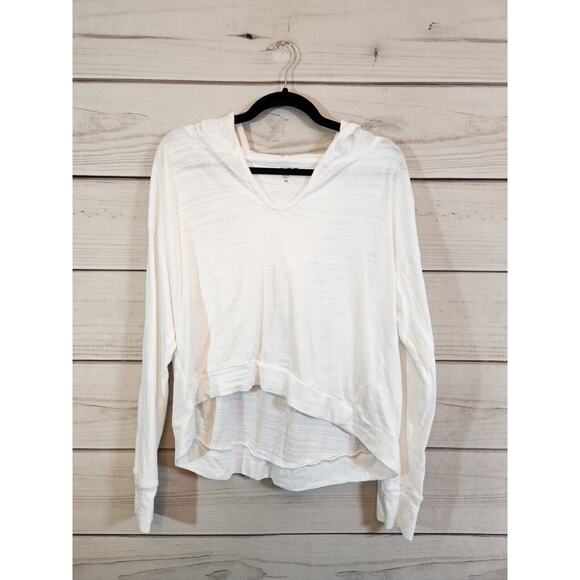 LOFT Women's White‎ Solid Long Sleeve Hooded Casual Top Size M - Picture 1 of 6